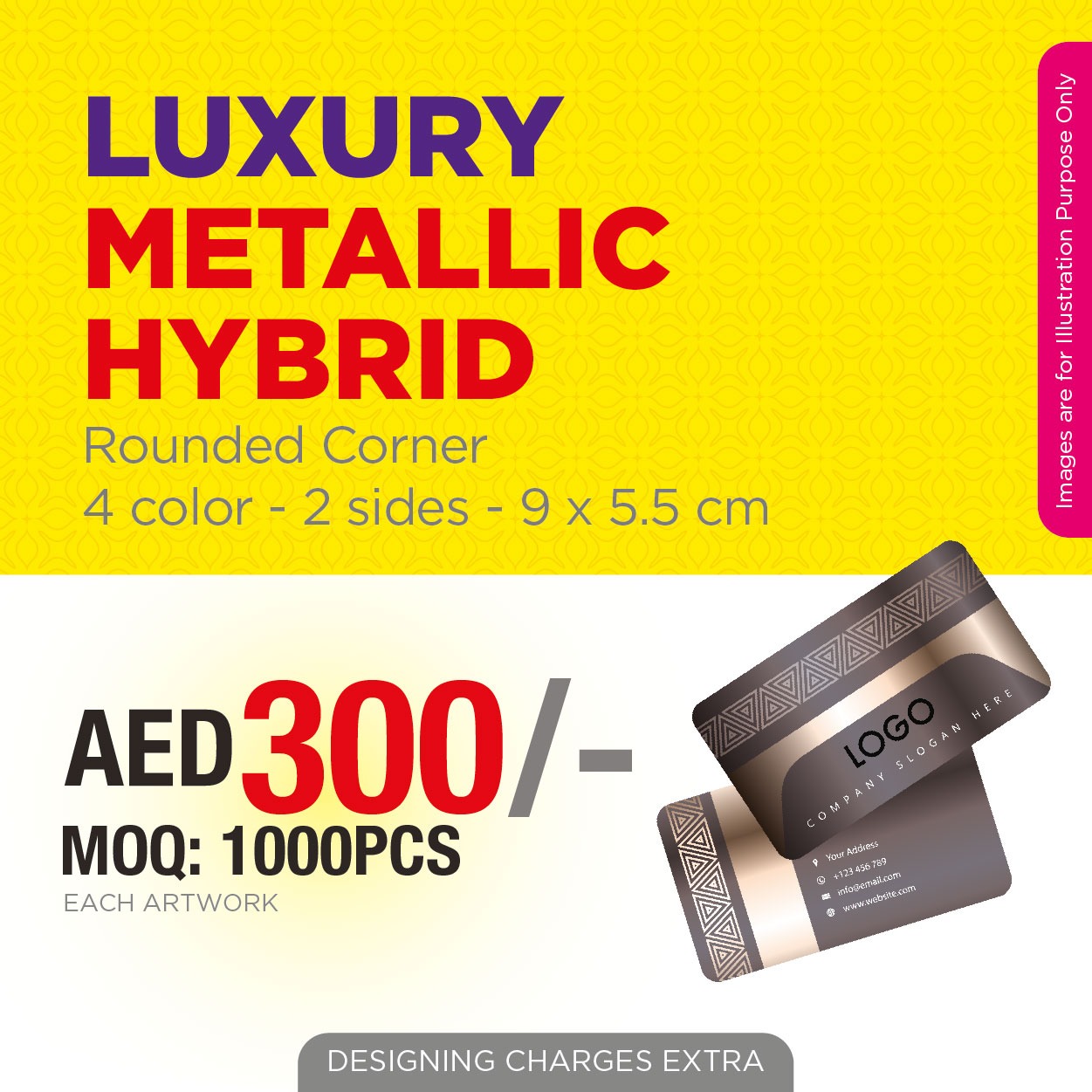 Luxury Metallic Hybrid Business Cards | Premium Rounded Corner Visiting Cards UAE